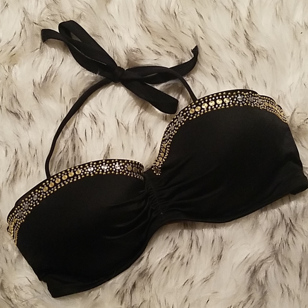 Strappy back bandeau bikini top